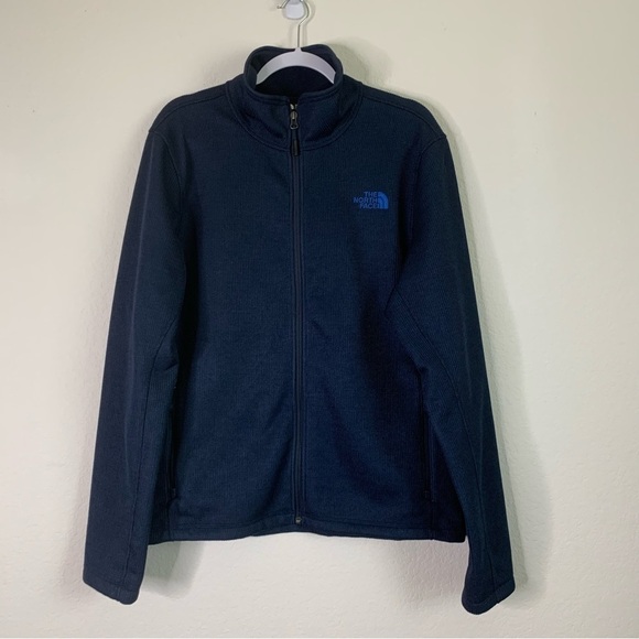 The north face Mens blue ribbed fleece lined full zip jacket L - Picture 1 of 8